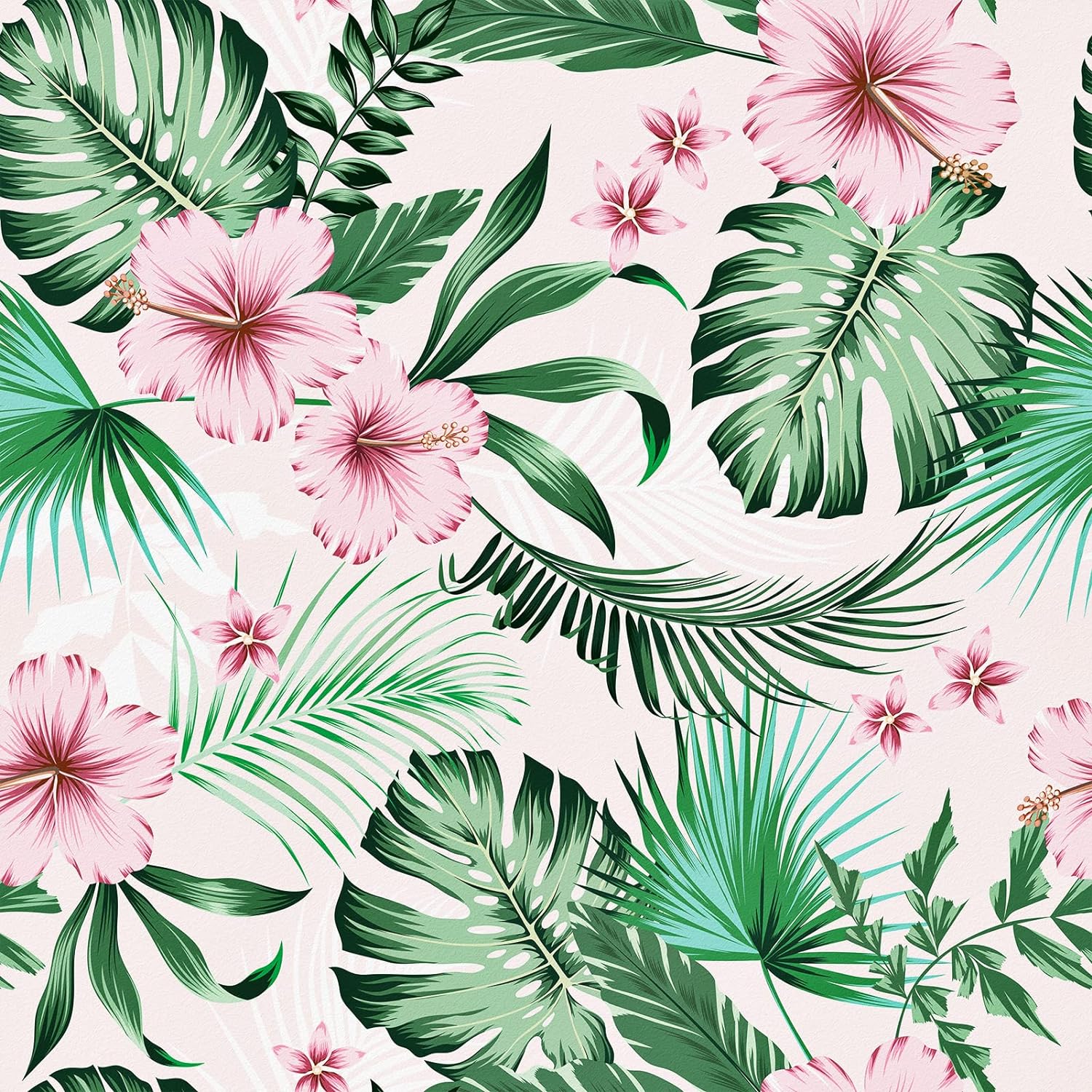 WESTICK Tropical Wallpaper with Pink Florals