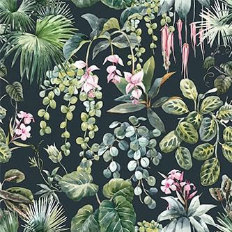 Ismoon Dark Exotic Botanic Wallpaper