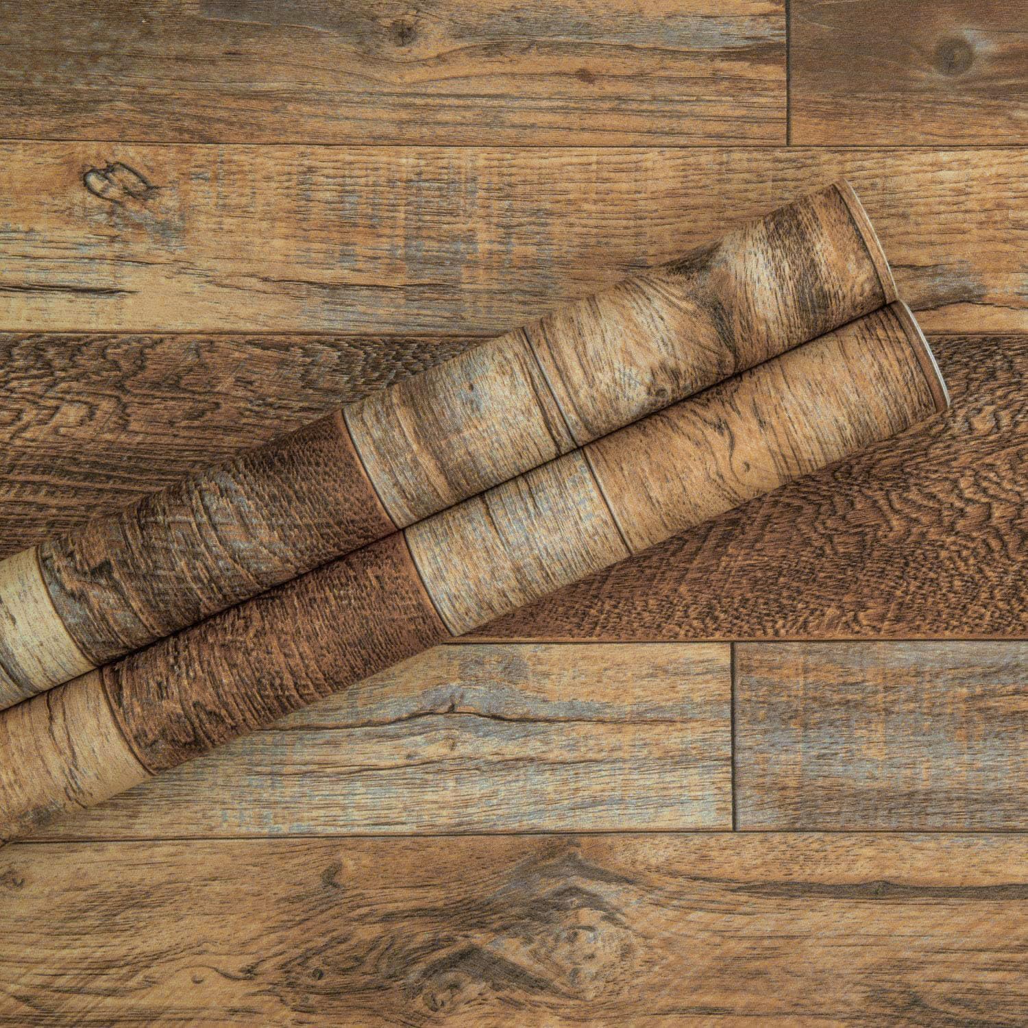 Decoroom Rustic Wallpaper with Worn-Out Wood Planks