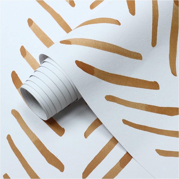 HAOKHOME Terracotta/White Chevron Vinyl Wallpaper