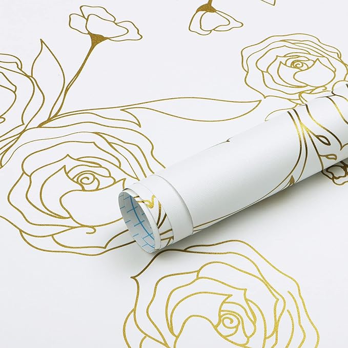 Safiyya Linear Gold and White Wallpaper