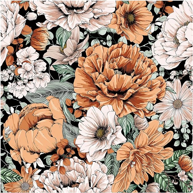 HAOKHOME Orange Blooming Wallpaper