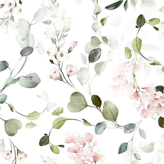 Blooming Wall Green Floral Vinyl Wallpaper
