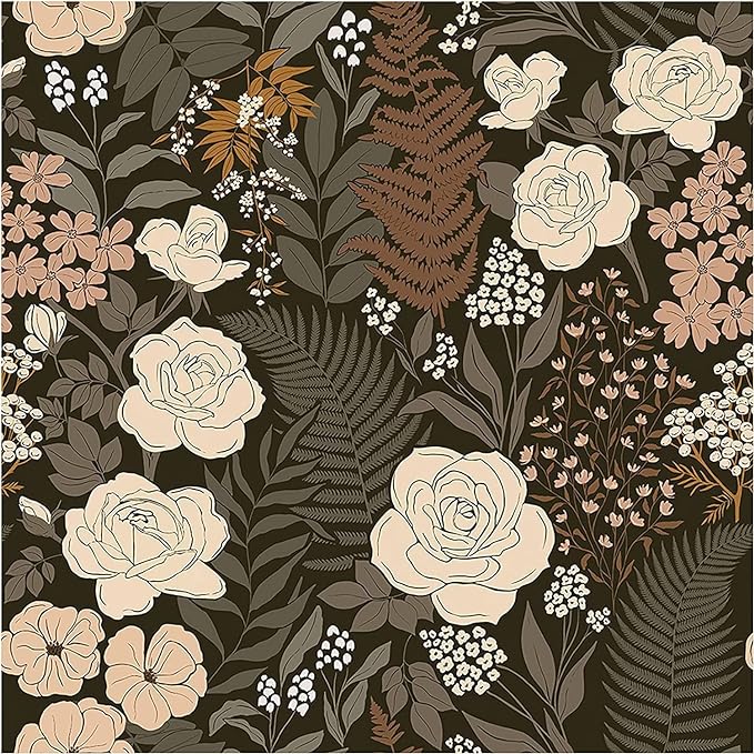 HAOKHOME Dark Wild Rose Wallpaper