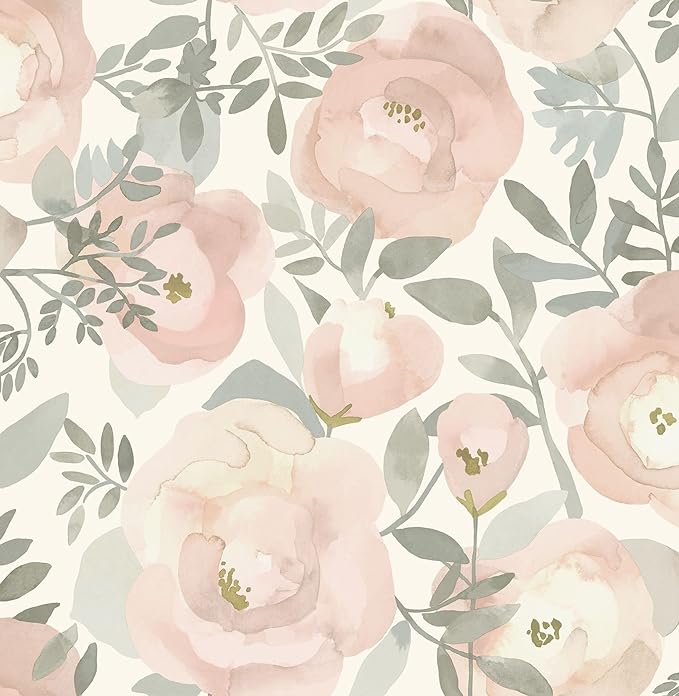 NuWallpaper Pastel Watercolor Floral Wallpaper