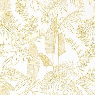 Orainege Gold and White Tropical Greenery Wallpaper