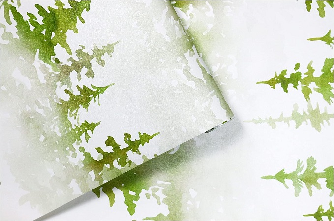  Floralplus White and Green Forest Wallpaper