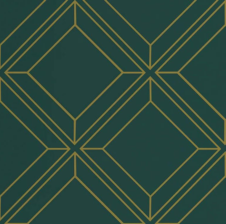 Heroad Geometric Green and Gold Wallpaper