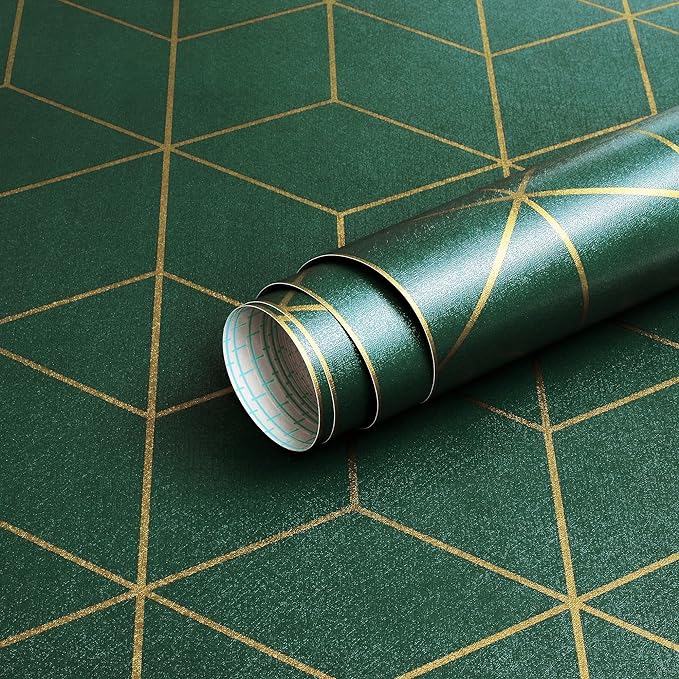 Safiyya Art Deco Gold and Green Wallpaper