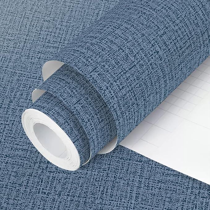 Lenify Navy Grasscloth Vinyl Wallpaper