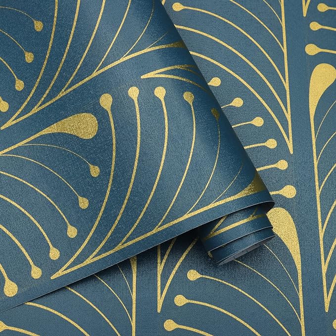 Kitico Modern Blue and Gold Wallpaper