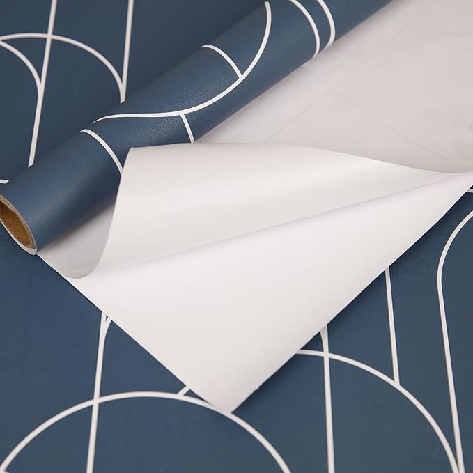 LXCREAT Geometric Blue and Gold Wallpaper