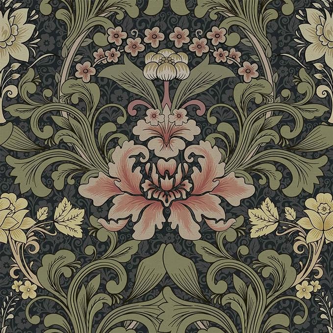 Abyssaly Vintage Green Blooming Wall Covering