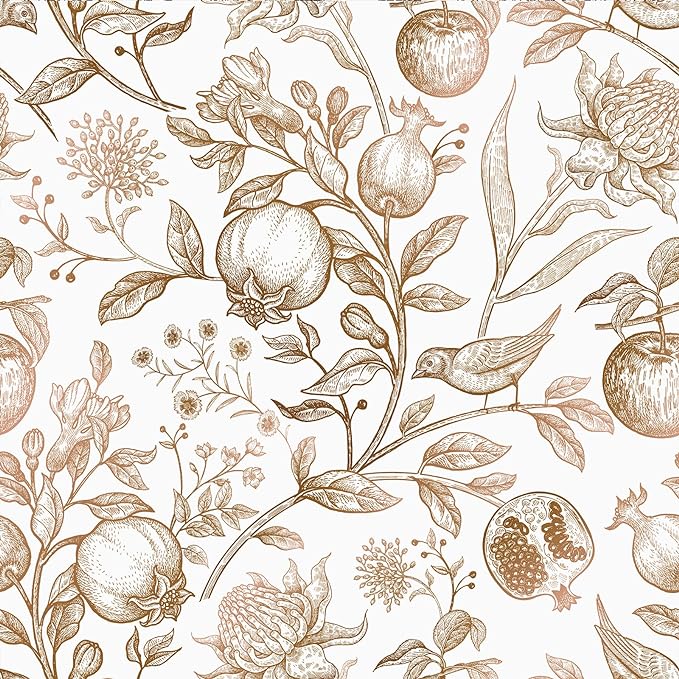 VEELIKE Gold Floral Wallpaper