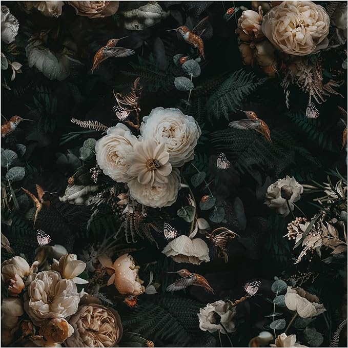 Floraplus White Rose Dark Wallpaper