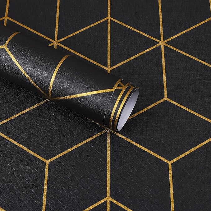 Saffiyya Black and Gold Geometric Wallpaper