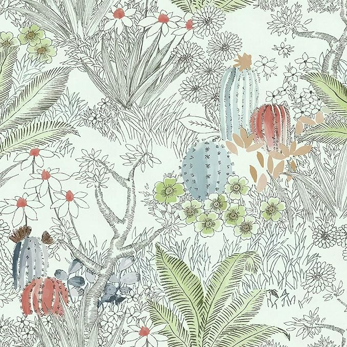 Wudnaye Cactus Floral Removable Wallpaper