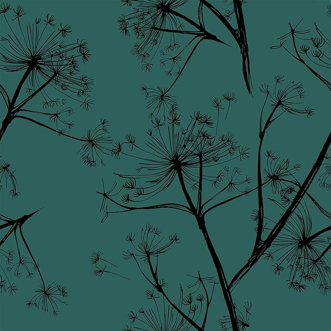 VEELIKE Teal Floral Wallpaper