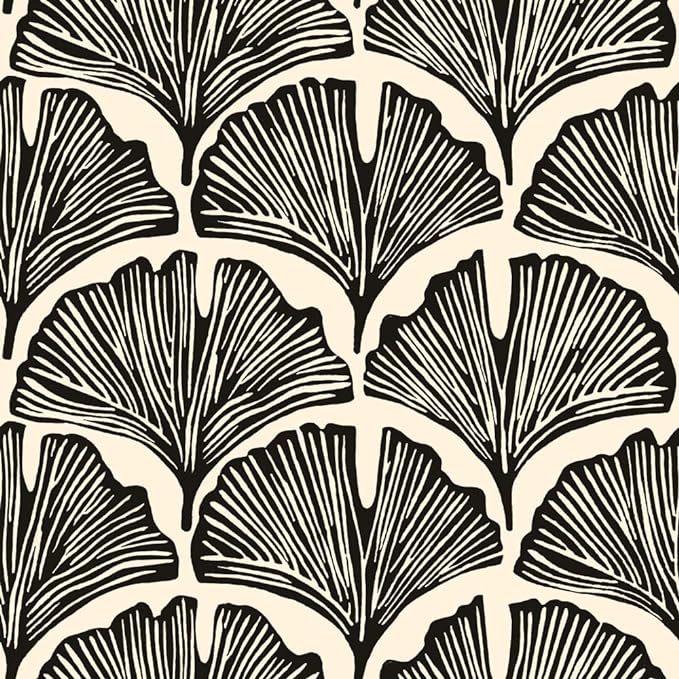 Tempaper Black and White Leaf Covering