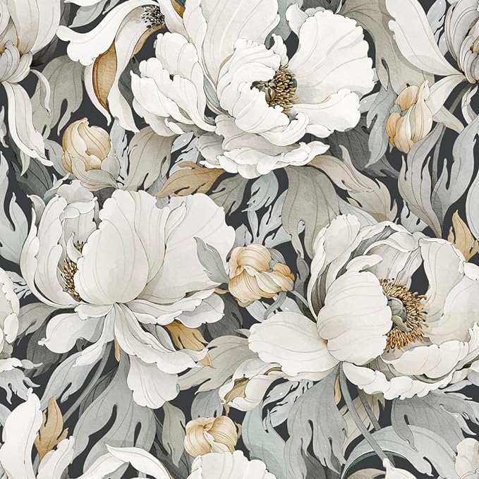 MuralPeel Gray 3D Floral Wallpaper