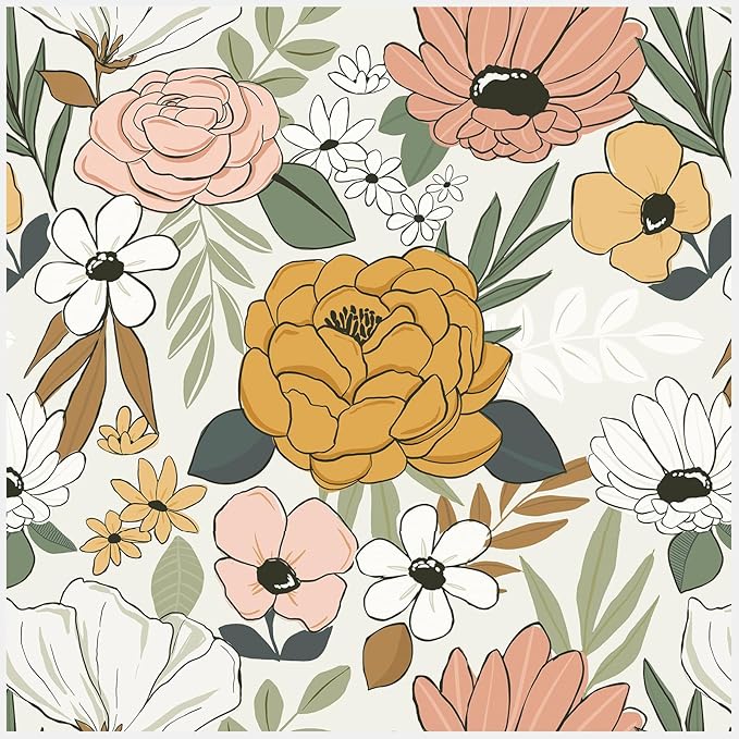 HAOKHOME Modern Floral Wallpaper