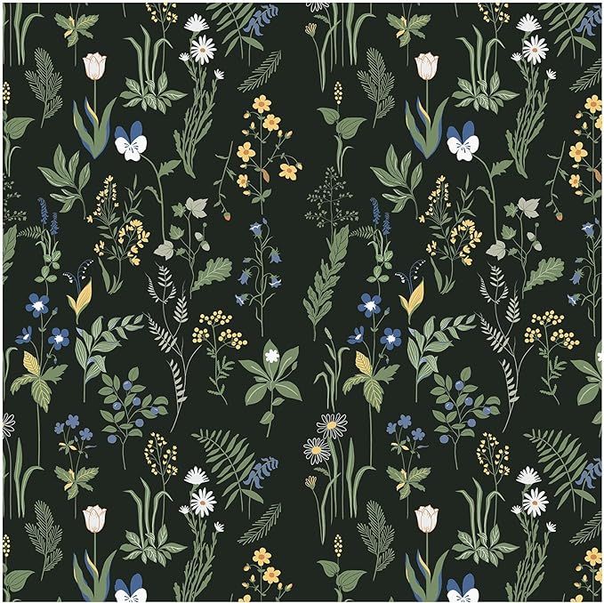 Cismmy Dark Floral Peel-and-Stick Wallpaper