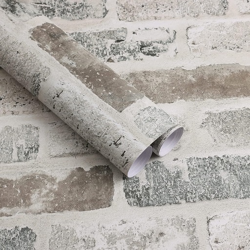 Guvana Gray Brick Effect Wall Cover