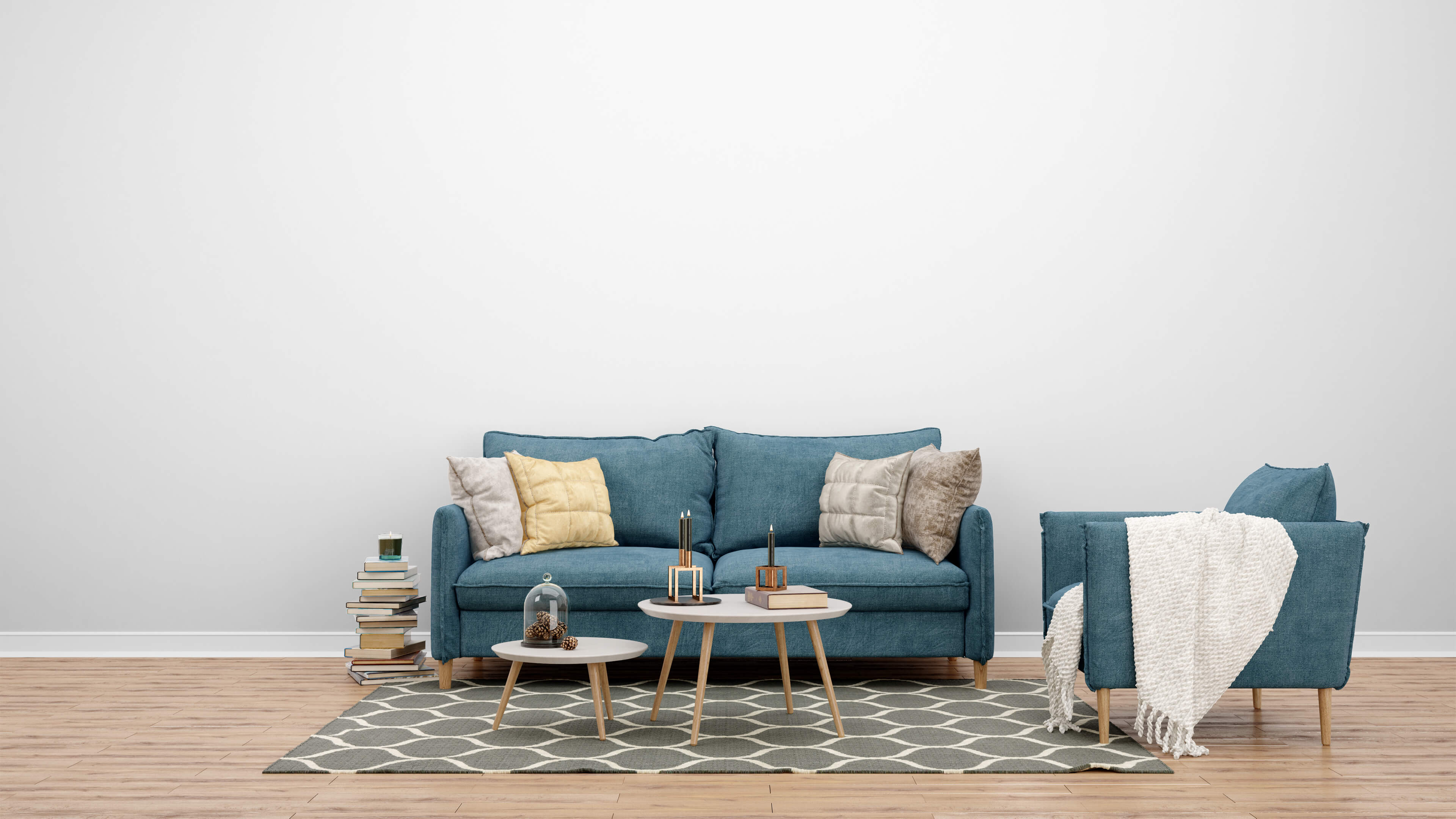Living with gray sofa