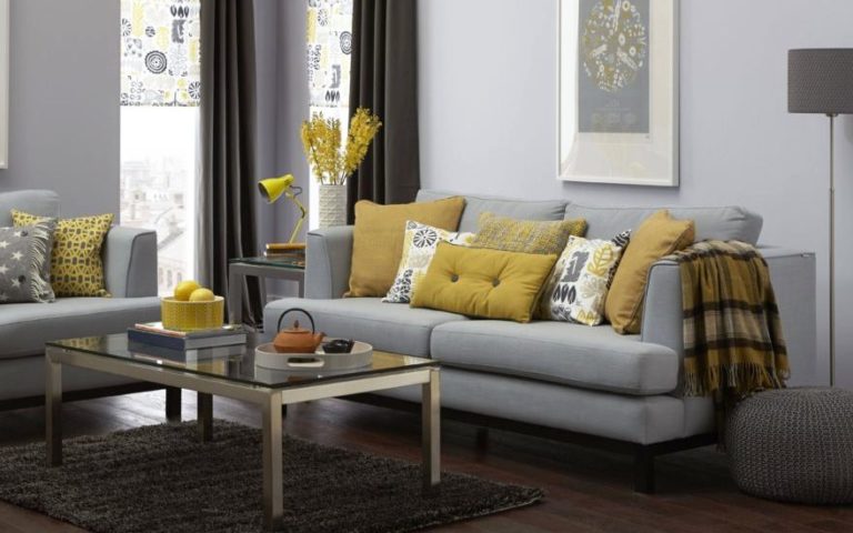 Interior decoration with decorative sofa cushions