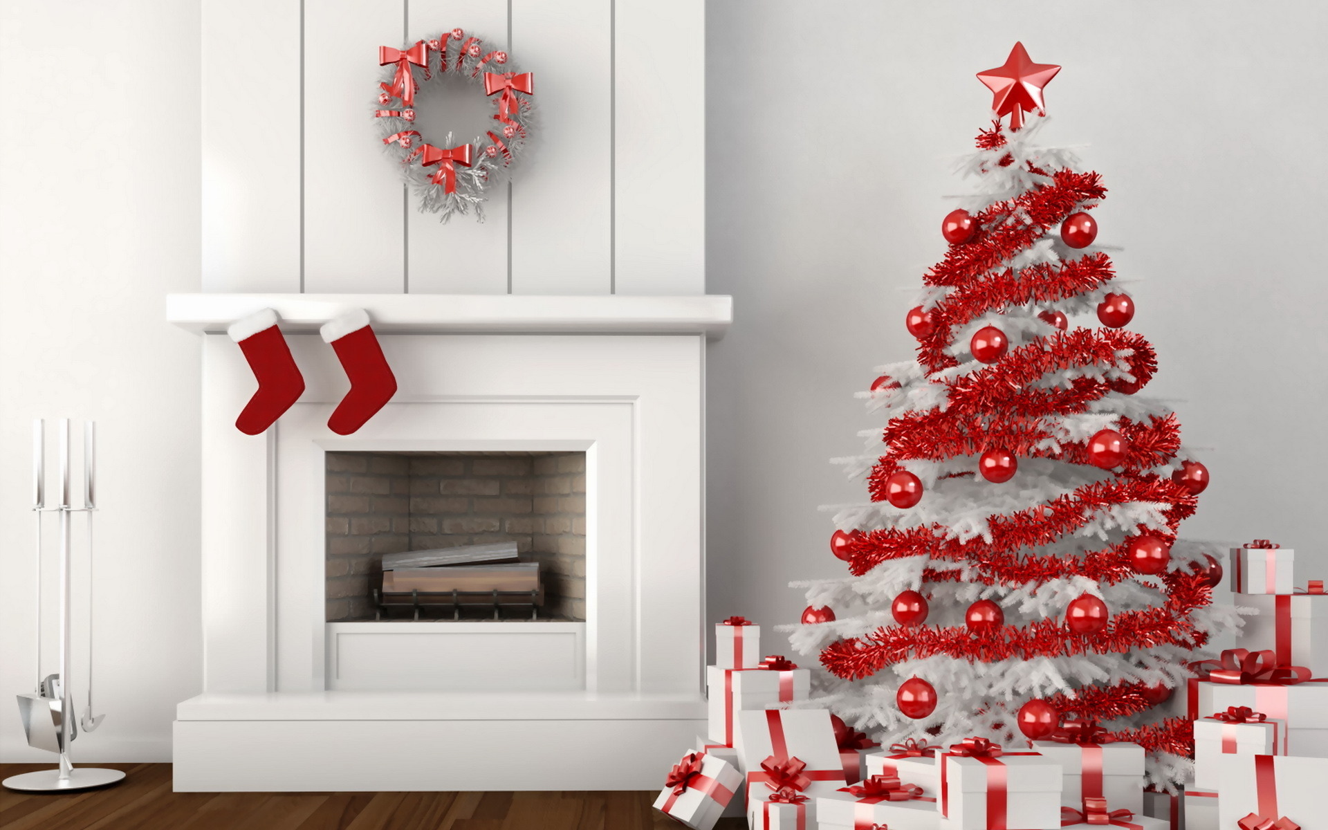 Lot 28 Décorations De Noël – Tons Blanc/rouge/argent – Bon état