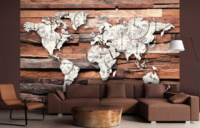Murals photo wallpapers in the form of world maps at interior