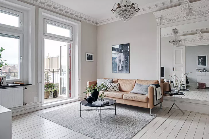 Design e decorazione di un soggiorno minimalista moderno