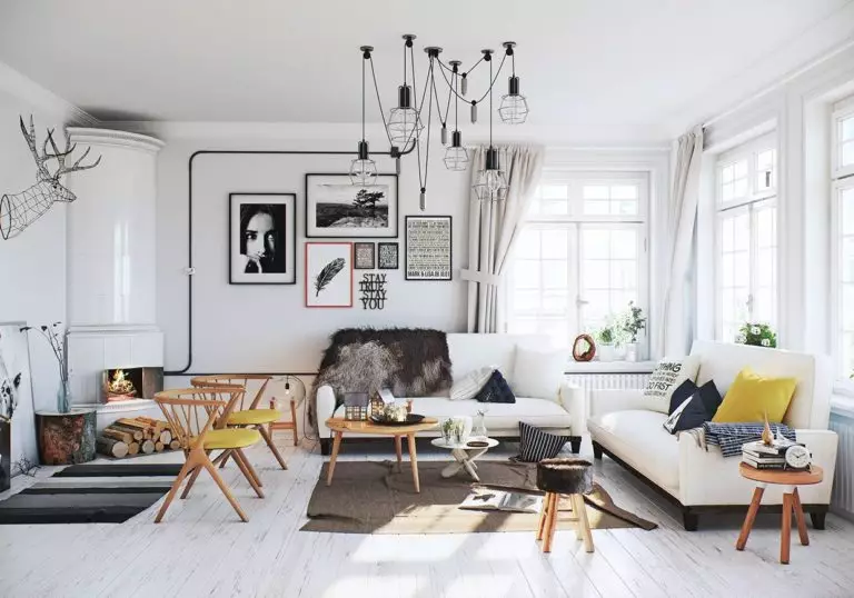 Soggiorno in stile scandinavo: design e decorazione