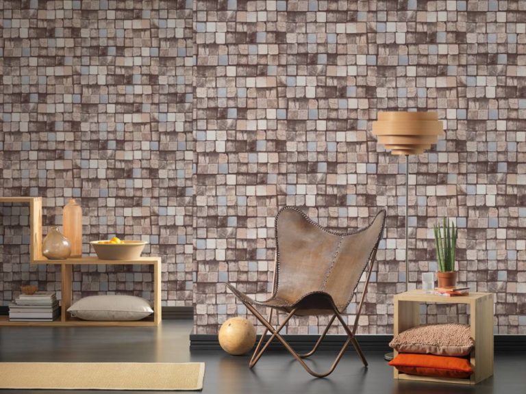 Brick wallpaper in a modern interior
