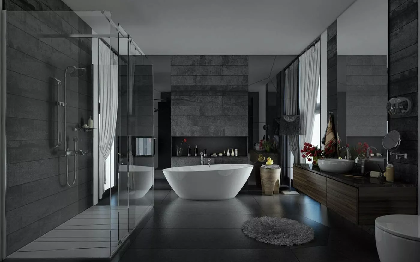 Bathroom design in gray tones: 75+ photos of design ideas, image size:1400x876