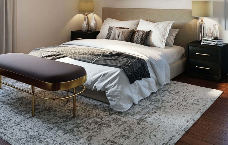 Rug size for queen bed: selection tips and placement ideas