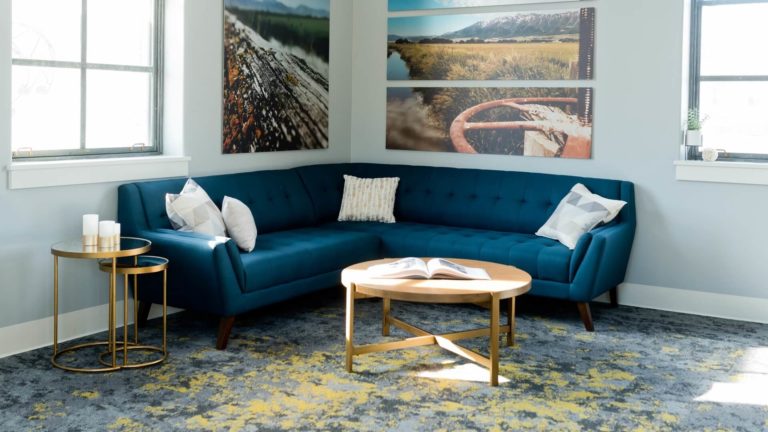 Cuscini per divano blu: colori, regole per la scelta e idee di design