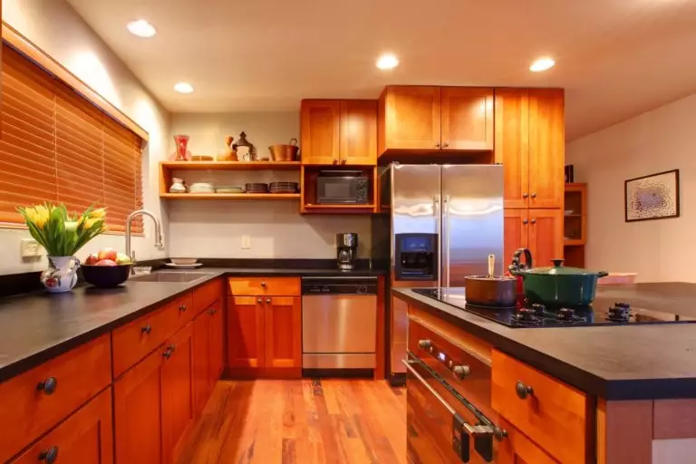 Best paint color with cherry wood kitchen cabinets