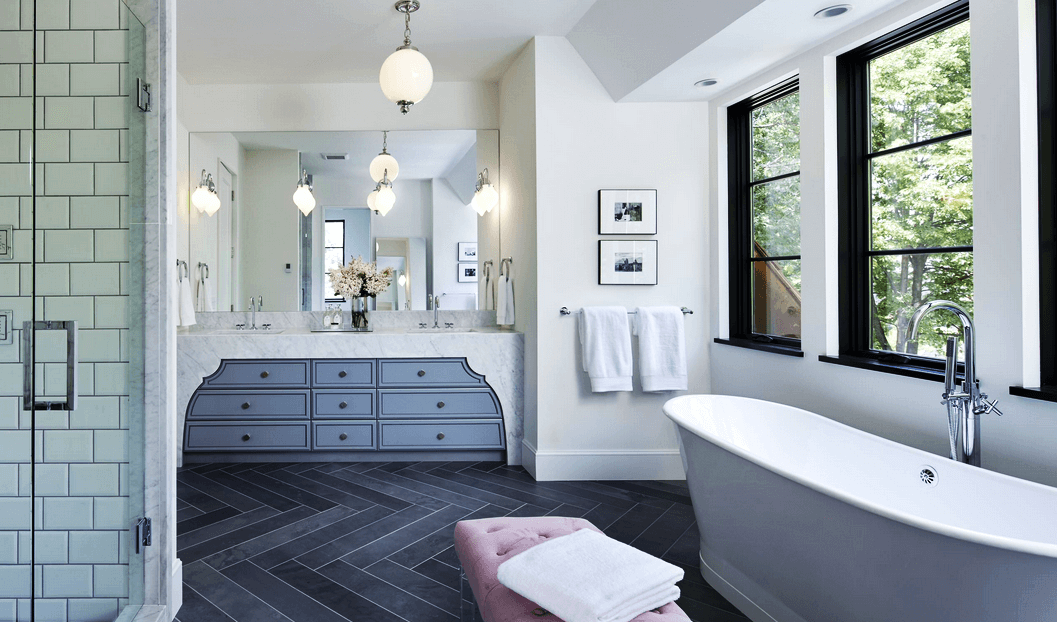 Herringbone bathroom floor ideas: top colors, materials, and designs ...
