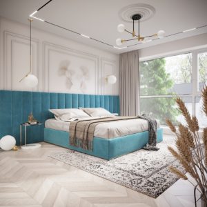 A pop of Art Deco in a Modern light bedroom