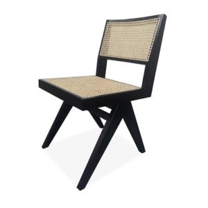 Black wood and rattan accent chair by Homary