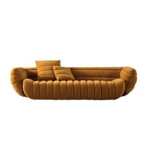 Comfy mustard yellow velvet sofa by Homary