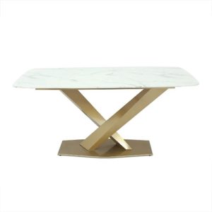 Gold and white marble dining table (for 6) by Homary