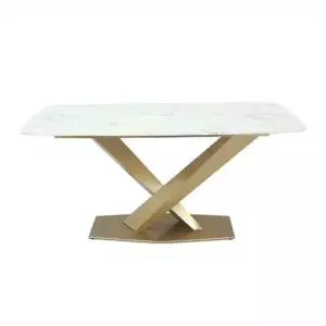Gold and white marble dining table (for 6) by Homary