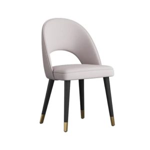 Light gray dining chair with black and gold legs (set of 2) by Homary