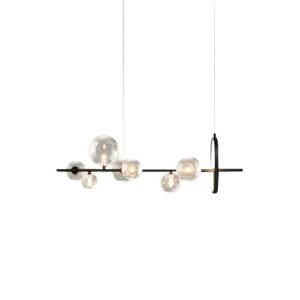 Long horizontal glass globe chandelier (7 lights) by Homary