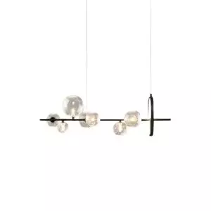 Long horizontal glass globe chandelier (7 lights) by Homary