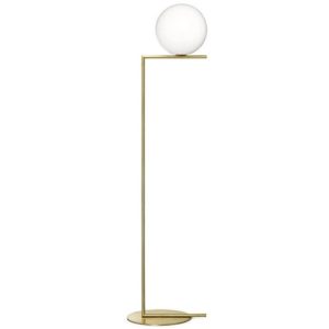 Minimalist white and brass IC floor lamp (large) by FLOS