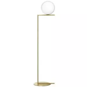 Minimalist white and brass IC floor lamp (large) by FLOS