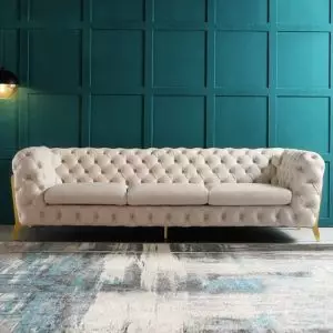 Modern 3-seater beige Chesterfield sofa by Homary